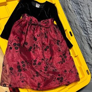 Charming Black and Red Floral Kids Dress